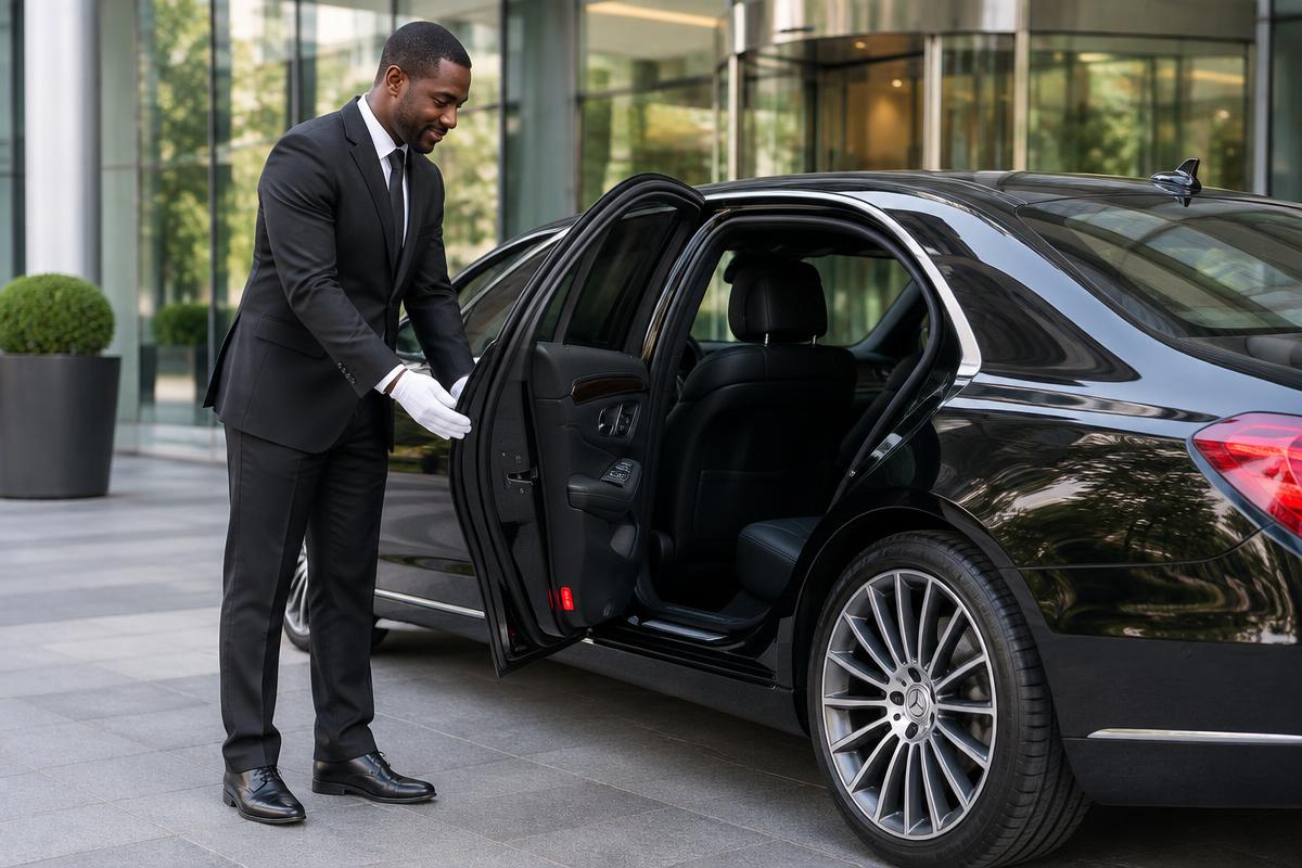 Chauffeur opening the door of a luxury car in Nairobi
