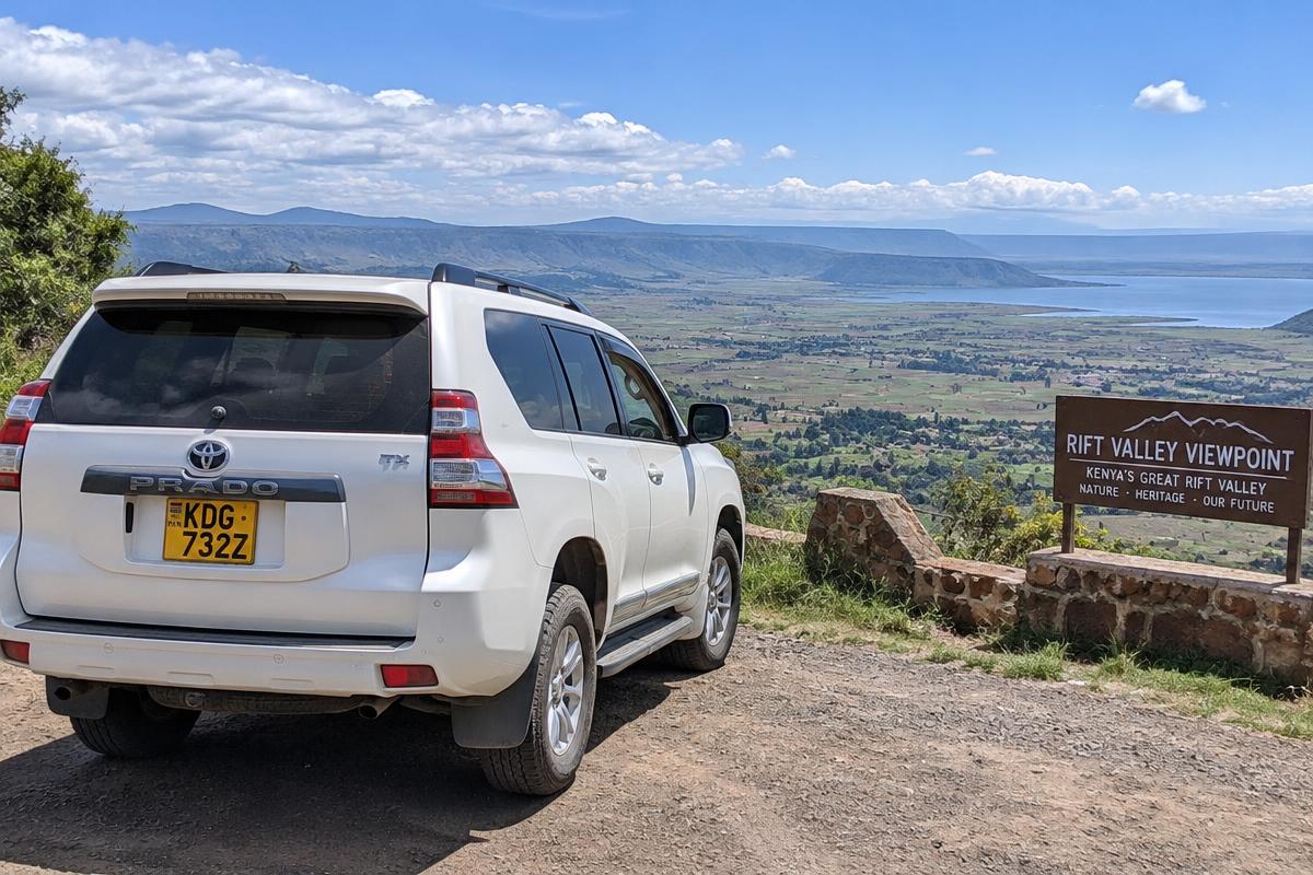 Self-drive Toyota Prado at the Rift Valley viewpoint